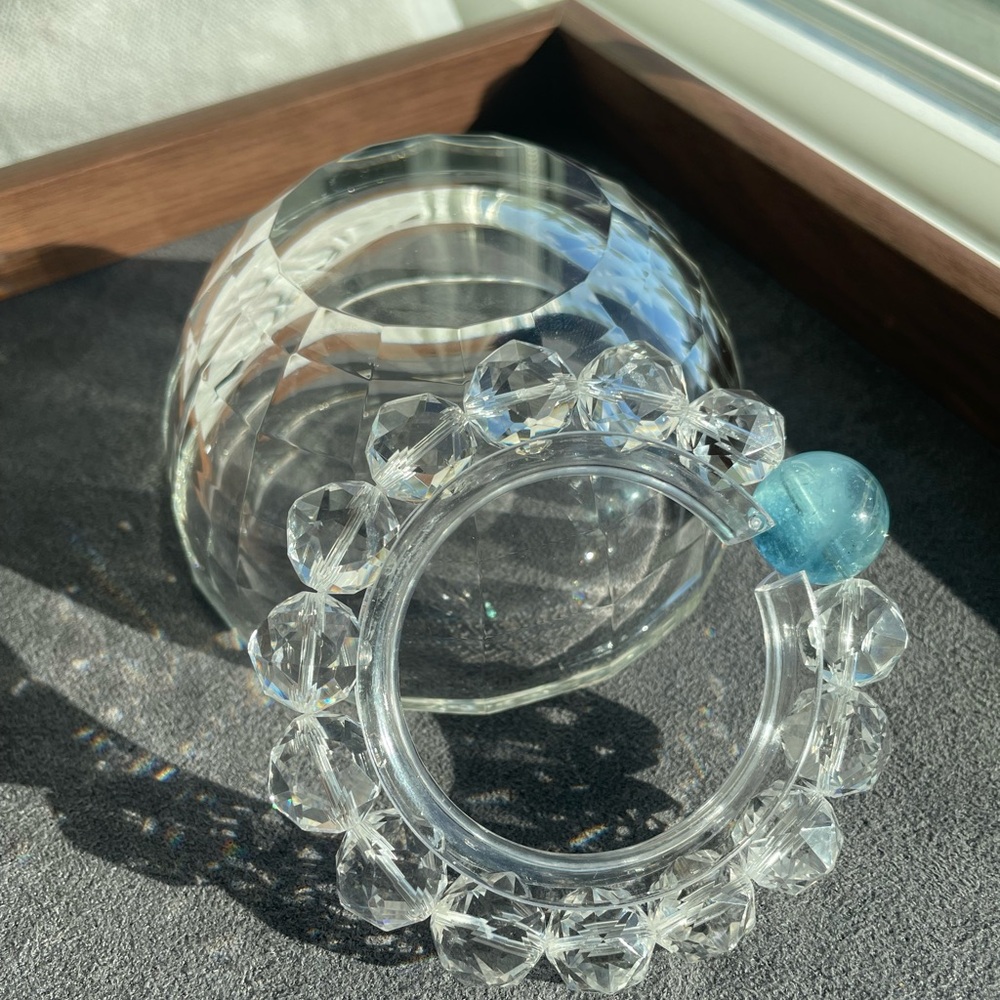 💯 AAA Grade Clear Quartz and Aquamarine Bracelet